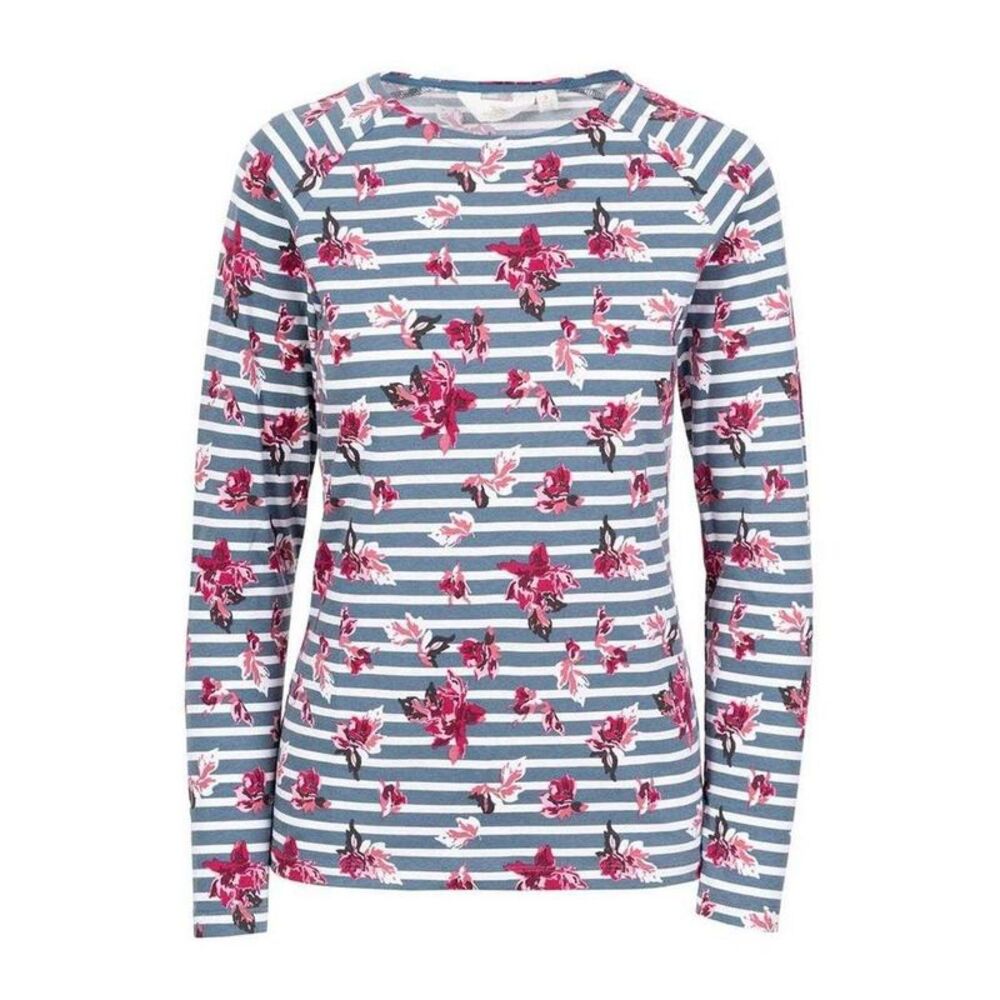 Trespass Womens/Ladies Floral Stripe Yarn Dyed Top / White